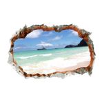 UKCOCO 3 Parça Plaj Manzarası Duvar Sticker Okyanus Manzarası Deniz Sticker Duvar Resmi Banyo Duvar Sanatı Şık Duvar Çıkartması Duvar Kağıdı Çocuk Dekoratif Resimler Pvc 3 Boyutlu