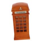 UKCOCO Ahşap Telefon Kulübesi Kumbara Para Pot Güvenli Para Para Kutusu Para Kumbara Vintage Kitaplık Dekorasyon