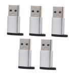 UKCOCO Usb3.0 - Usb-c Şarj Cihazı Kulaklık Telefon Adaptörü 5li Paket Gümüş Hasarlı Hublar İçin Yedek