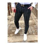 ukdwear Erkek Siyah Ekose Kumaş Pantolon