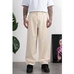 UKHWD SUPPLY Wide Leg Pilili Ekru Retro Erkek Kumaş Pantolon