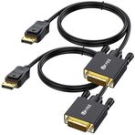 UKYEE Displayport - DVI Kablosu 6 Ayak/1,83M 2'li Paket, Ekran Bağlantı Noktası (DP) - DVI-d Erkekten Erkeğe Adaptör Kablosu PC, Dizüstü Bilgisayar, HDTV, Projektör, Monitör, Daha Fazlası- Altın