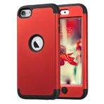 ULAK iPod 7 Kılıfı, iPod Touch 5/6 Kılıf Hibrit 3 Katmanlı Silikon Tampon Darbeye Dayanıklı Sert Kılıf Apple iPod Touch 5./6./7. Nesil için - Kırmızı
