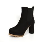 Ulalaza Moda ayak bileği seksi yüksek topuklu platform Comba çizme kadınlar için sivri kapatma ayak fermuar pabucu taban Chelsea çizme çift elastik Retro elbise ayakkabı sokak yürüyüş düğün parti, S8-siyah, 8