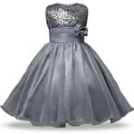 Ulalaza Prenses Poofy Çiçek Kız Elbisesi Doğum Günü Partisi Cosplay Düğün Pageant Party Dress-Up, Xc88126-gri, 4 Jahre