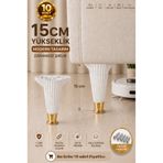 Ulaş Hırdavat Mobilya - Baza - Koltuk - Akıllı Masa Ayağı, Beyaz Ayak - Altın Yüzük 15 Cm - Vida dahildir. 10 Lu Alım