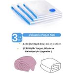 Ülbag (3 Adet) En Büyük Boy 100 cm x 130 cm Vakumlu Poşet- Vakumlu Hurç - 100 x 130 cm - Şeffaf