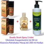 ULFİSU COSMETİCO Ulfisu Cosmetico Deadly Shark 48000 Geçiktırıci Sprey 2 Adet - Çikolatalı Kayganlastiricı Jel ve Rahatlatıcı Aloevera Masaj Jeli Hediye