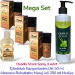 ULFİSU COSMETİCO Ulfisu Cosmetico Deadly Shark 48000 Geçiktırıci Sprey 3 Adet - Çikolatalı Kayganlastiricı Jel ve Rahatlatıcı Aloevera Masaj Jeli Hediye