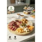 Ülgenev 32 cm Bambu 360 Derece Döner Standlı Sunum Tabağı Pizza Peynir Pasta Servis Tahtası Dönerli Sunumluk - 1 Adet