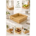 Ulgenex %100 Doğal Bambu Çok Amaçlı Düzenleyici Kutu 24x24 cm Peçetelik Ekmeklik Meyvelik Sunum Sepeti