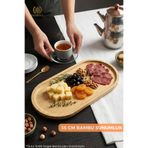 Ulgenex 35 CM %100 Doğal Bambu Oval Sunum Tabağı - Meze, Peynir, Pasta, Kahvaltı Sunumluk, Servis Tahtası
