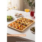 Ulgenex 36x24 cm Büyük Boy Doğal Bambu Sunum Tepsisi - 2 cm Ekstra Kalın Peynir ve Kahvaltı Tabağı