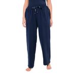 Ulla Popken Kadın salon kumaşı polar pantolon, düz bacak, elastik bel pantolonu, gece mavisi, 32W / 32L