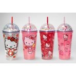 Ulora Sevimli Hello Kitty Işıklı Pipetli Boncuklu Suluk & Bardak 400 ml ALK3145