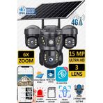 Ultimate 7070 Solar Güneş Enerjili İnsan Takibi 15mp 3 Lens 4g Akıllı Kamera Okam Pro Uygulama