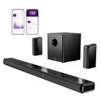 ULTIMEA Dolby Atmos ile 9.1ch Surround Ses Sistemi, 2 Arka Hoparlör, 6,5 inç Kablosuz Subwoofer, RGB Işık, Uygulama, Ev Sineması için Çıkarılabilir Surround Ses Sistemi, Tepe Gücü 470W, HDMI eARC