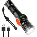 Ultra Güçlü Şarjlı El Feneri, 30W Ultra Güçlü Led Işık, 9 Farklı Işık Modu, Telefon Şarj Edebilir, IPX6 Su Geçirmez Tasarım, Led Ekranlı Gösterge Paneli, 1 Km Uzun Menzilli Powerbank El Feneri