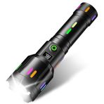 Ultra Güçlü Şarjlı Led El Feneri, Gerçek 10000 Lümen Işık, 6 Farklı Işık Modu, Telefon Şarj Edebilir, Yakınlaştırılabilir Zoom, Su Geçirmez Tasarım, 2 Km Uzun Menzilli Parlak Powerbank El Feneri
