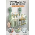 Ultra Güçlü Vantuzlu Banyo Düzenleyici Raf Delmeden Duvara Monte Çok Amaçlı Duş & Mutfak Rafı