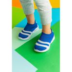 Ultra Hafif Memory Foam İç Taban Çocuk Triko Spor Ayakkabı Beyaz Şeritli Saks-m-1002
