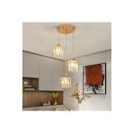 Ultra Home Lüx Kristal Modern 3 lü Gold sarkıt avize