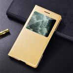 Ultra İnce Şeffaf Pencere Kapaklı Deri Telefon Kılıfı Samsung Galaxy S10 S9 S8 Plus S7 S6 Edge Active S5 S4 S3 S4Mini, Altın, Samsung S6 edge için