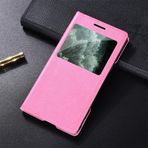 Ultra İnce Şeffaf Pencere Kapaklı Deri Telefon Kılıfı Samsung Galaxy S10 S9 S8 Plus S7 S6 Edge Active S5 S4 S3 S4Mini, Pembe, Samsung S4 mini için