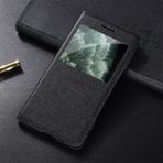 Ultra İnce Şeffaf Pencere Kapaklı Deri Telefon Kılıfı Samsung Galaxy S10 S9 S8 Plus S7 S6 Edge Active S5 S4 S3 S4Mini, Siyah, Samsung S4 mini için