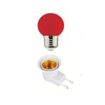 Ultra Lüks Açma Kapama Anahtarlı Duy Fişli + 1W Tasarruflu E27 Led Gece Lambası Kırmızı Işık