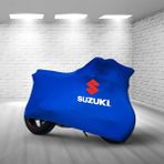 Ultra Shop Suzukı Gsx-R 125 Mavi Kumaş Motosiklet Brandası Logo Baskılı Penye Kumaş Motosiklet Branda
