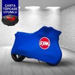 Ultra Shop Sym Maxsym 600I Abs Uyumlu Motosiklet Branda Topcase Çanta Uyum Logolu Kumaş Penye Mavi Motor Branda