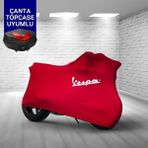 Ultra Shop Vespa Gts 300 Super Sport Motosiklet Branda Topcase Çanta Uyum Logolu Kumaş Kırmızı Motor Branda