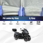Ultra Shop Yamaha Tricity 300 Su Geçirmez Motosiklet Brandası 4 Mevisme Uygun Motor Branda - Gri
