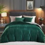 Ultra Yumuşak Flanel Nevresim Takımı, Yetişkinler için Tek Kişilik Yatak Kışlık Krem Beyaz Yeşil Meyve Tasarımı 140 x 200 cm Fermuarlı Sıcak Yatak Örtüsü 1 Yastık Kılıfı 65 x 65 cm