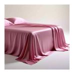 Ultra Yumuşak Koyu Pembe İpek Düz Çarşaf Seti 230x250 cm + 2 Yastık Kılıfı 48x74cm - Tek Kişilik ve Çift Kişilik Yataklar için Elastik Olmayan, Lüks Saten Nevresim Takımı