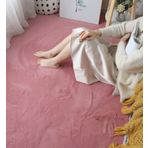 Ultra Yumuşak Pembe Sahte Tavşan Kürk Parça Halı Dökülmez Lüks Kabarık Halı Oturma Odası Yatak Odası Başucu Pürüzsüz İpeksi Mat 200x300 cm