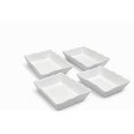 Ultraform Porselen Dalgalı Kenarlı Dikdörtgen Kase 12,5x9cm 4'lü Beyaz Meze Sunum Tabak