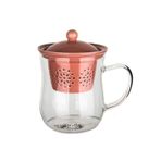Ultraform Porselen Süzgeçli Kapaklı Oval Pembe Kupa