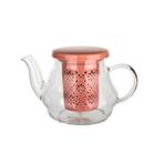 UltraForm Porselen Süzgeçli Kapaklı Pembe Demlik