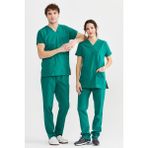 Ultralycra Basic - Likralı Doktor Hemşire Forma Takımı Scrubs Üniforma Cerrahi Takım (Unısex), Cerrahi Yeşil - XS