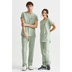 Ultralycra Basic - Likralı Doktor Hemşire Forma Takımı Scrubs Üniforma Cerrahi Takım (Unısex), Su Yeşili - 2XL