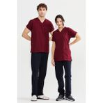 Ultralycra Harmony/basic - Likralı Doktor Hemşire Forma Takımı Scrubs Üniforma Cerrahi Takım (Unısex), Bordo/laci - Bordo - Lacivert - XS