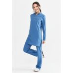 Ultralycra Modest - Likralı Doktor Hemşire Tesettür Forma Takımı Scrubs Üniforma Cerrahi Takım, Indigo - İndigo