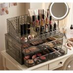 UltraMint 16 Bölmeli Akrilik Makeup Organizer, Şık ve Kullanışlı Rujluk Kutusu - Antrasit