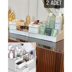 UltraMint 2 Adet Rose Katlı Makyaj Organizer, Çekmeceli, Çok Gözlü Düzenleyici - Ahşap - Bej - Siyah