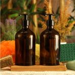 UltraMint 2'li 500 ml Amber Cam Şişe Seti, Şık ve Kullanışlı Tasarım - Ahşap - Ceviz