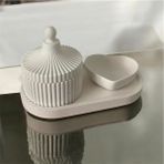 UltraMint 3 Parça Takı Kutusu ve Kalp Şeklinde Organizer, Şık ve Pratik Dekorasyon - Ahşap - Bej - Siyah