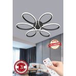 UltraMint 3 Renk LED Avize, Kumandalı, Siyah Kasa, Salon ve Oturma Odası Dekoru - Seçenek 1 - Ahşap