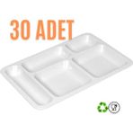 UltraMint 30'lu Tabldot Set, Dayanıklı ve Hafif Plastik Kaplar, Pratik Kullanım - Ahşap - Bej - Siyah